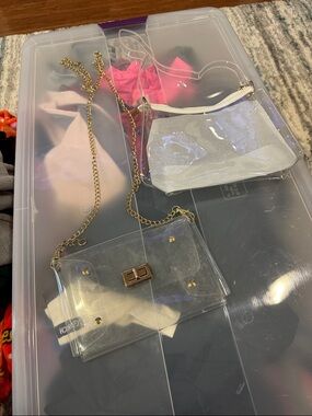 Transparent Crossbody Bag with Gold Chain Strap